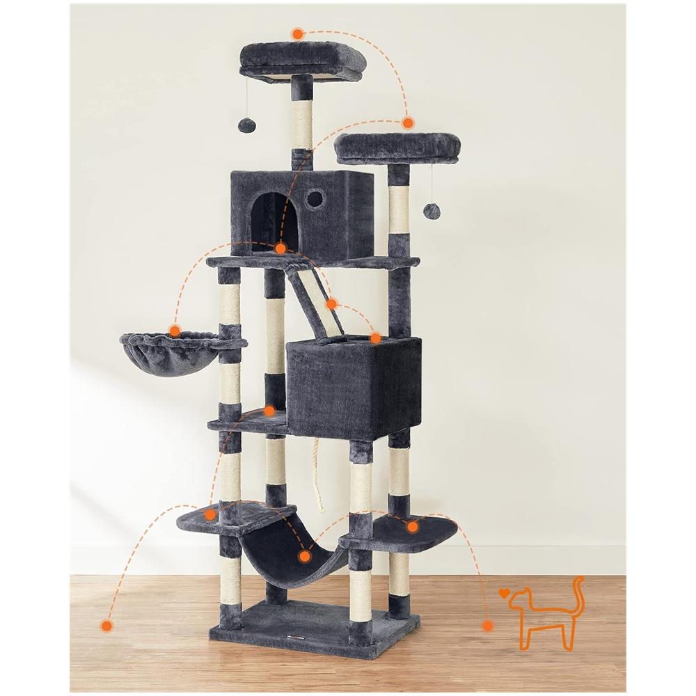 TIRAGRAFFI PER GATTI in corda di sisal grigio scuro e tessuto di peluche - Foto 2