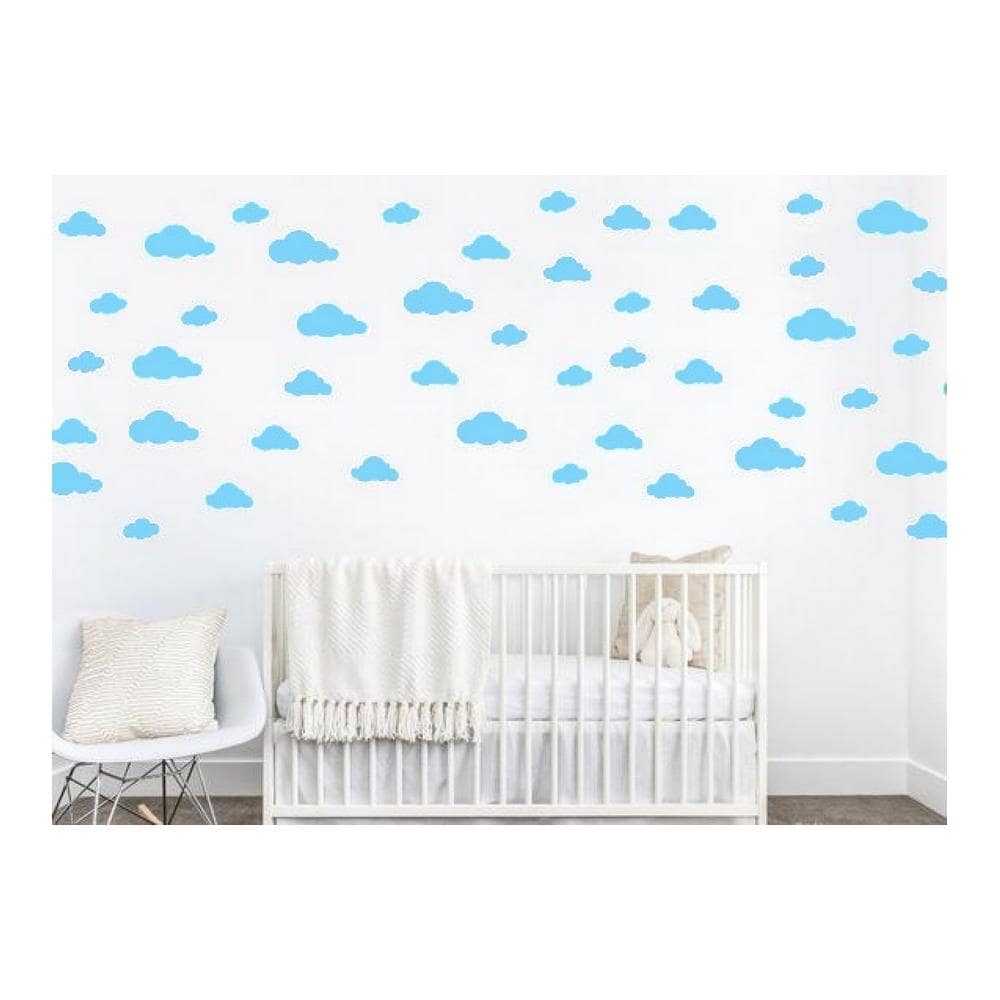 Sticker Per Bambini Cloud - Nuvole - Per Bambini - Da Parete - Blu In Vinile, 35 X 0,15 X 20 Cm - Foto 1