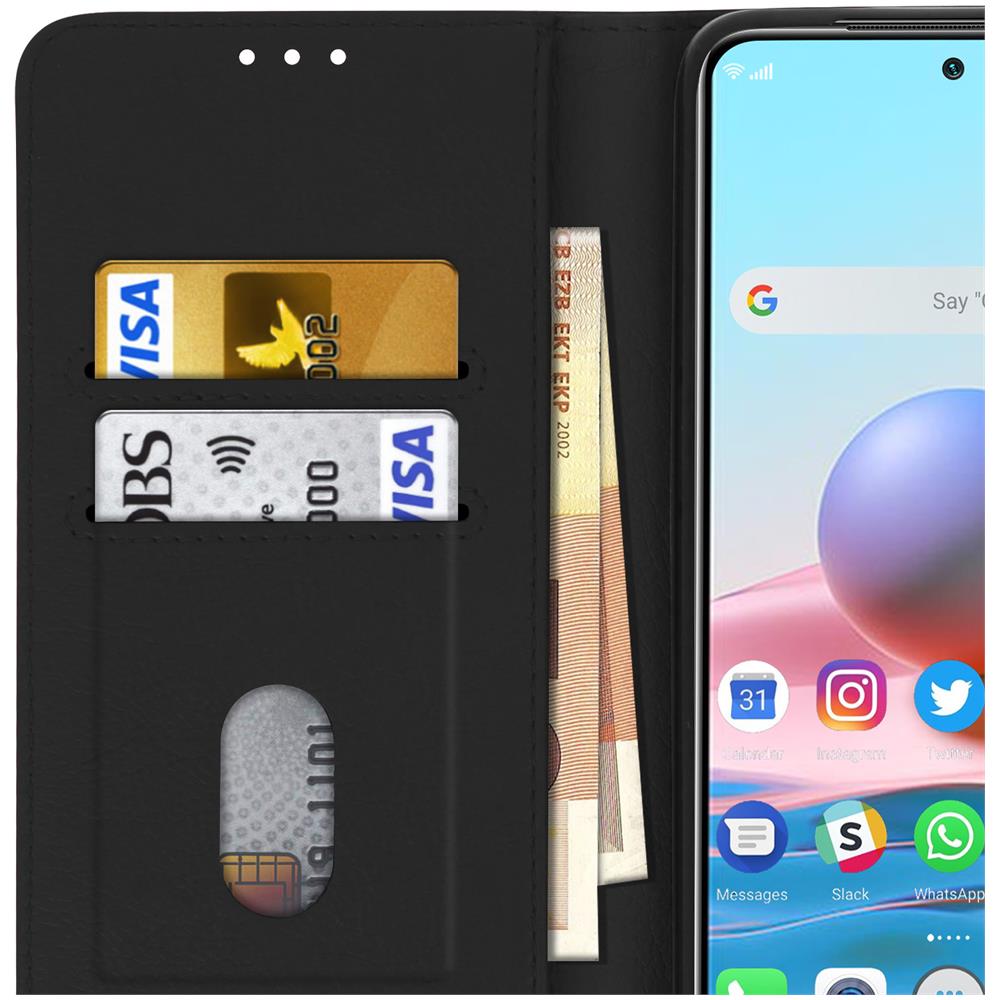 Custodia Xiaomi Redmi Note 10 / 10s Protezione Portacarte Funzione Supporto Nera - Foto 2