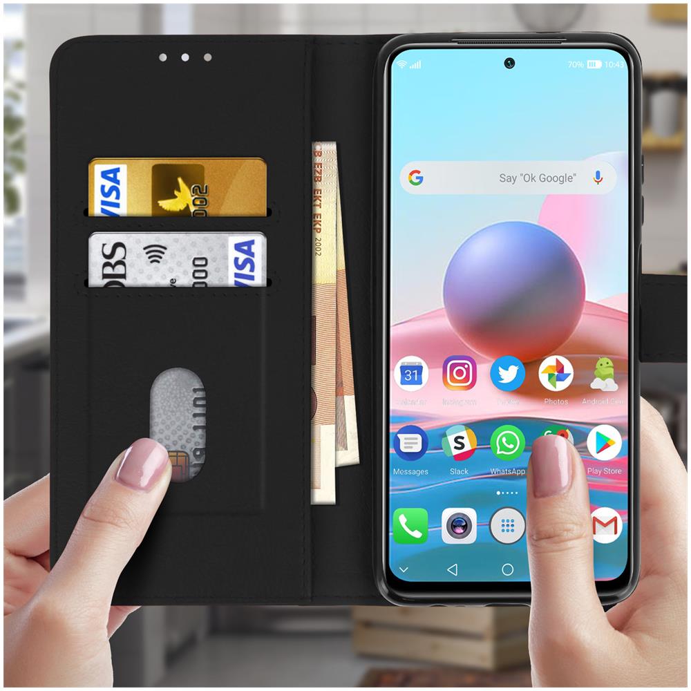 Custodia Xiaomi Redmi Note 10 / 10s Protezione Portacarte Funzione Supporto Nera - Foto 5