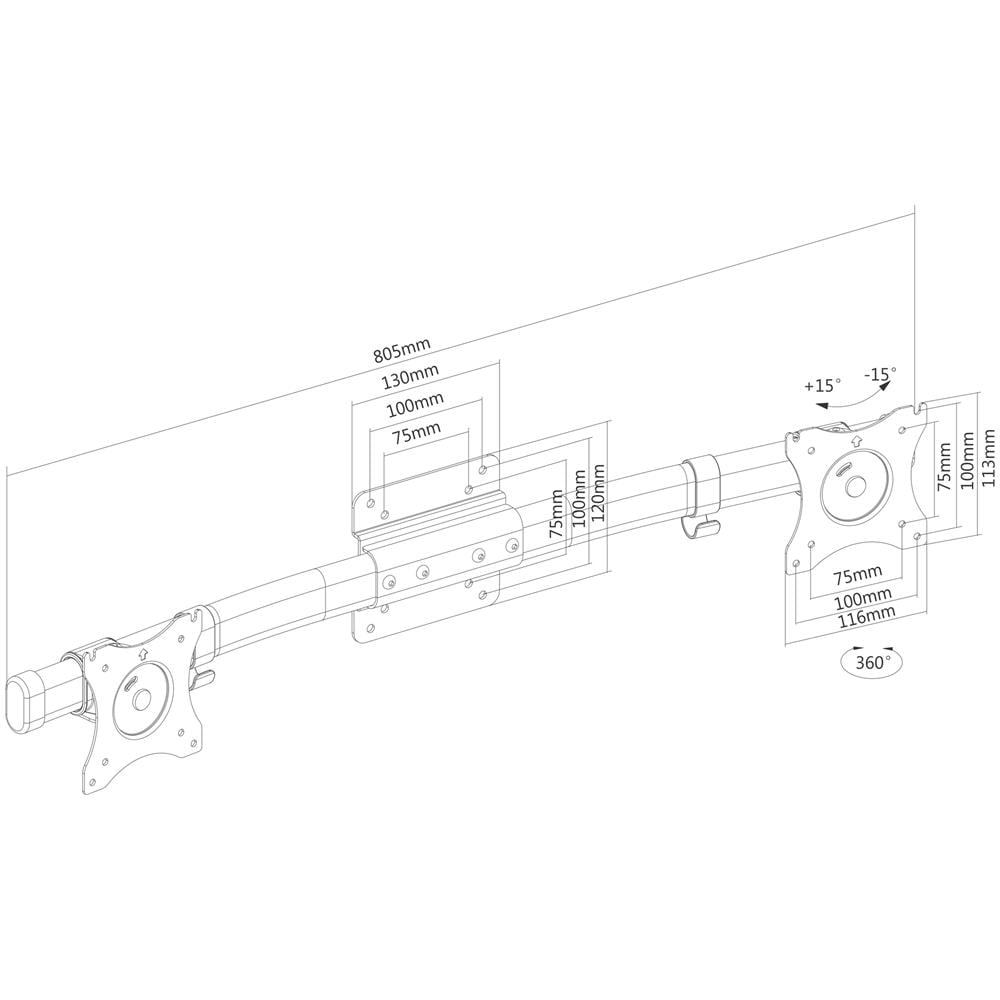 Supporto da Parete FPMA-CB100BLACK Doppio Monitor - Foto 3