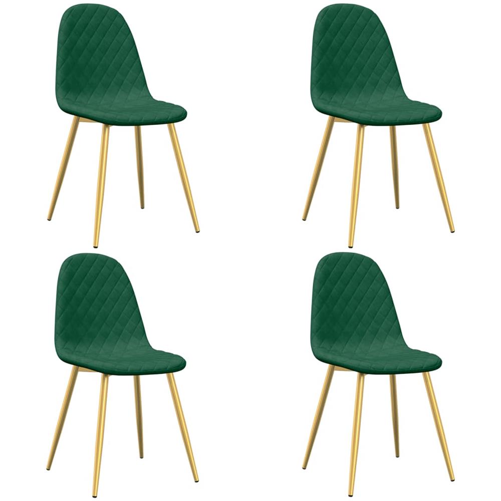 Sedie da Pranzo 4 pz Verde Scuro in Velluto - Foto 1