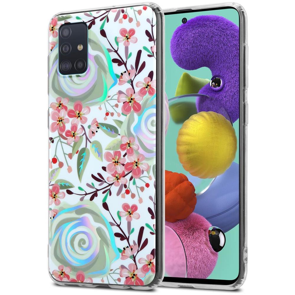 Custodia Compatibile Con Samsung Galaxy A51 4g / M40s Con Fiori Di Pesca - Coperchio Protettivo In Silicone Tpu Con Motivo Floreale - Foto 1