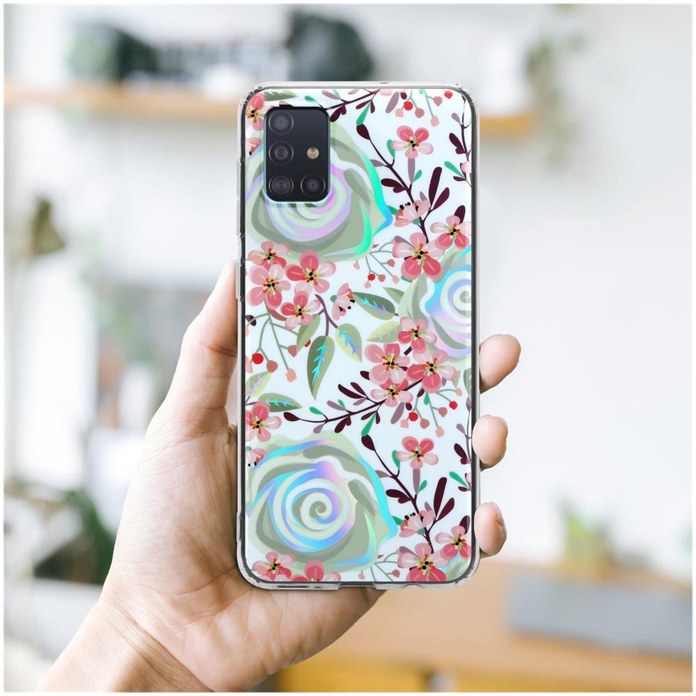 Custodia Compatibile Con Samsung Galaxy A51 4g / M40s Con Fiori Di Pesca - Coperchio Protettivo In Silicone Tpu Con Motivo Floreale - Foto 7