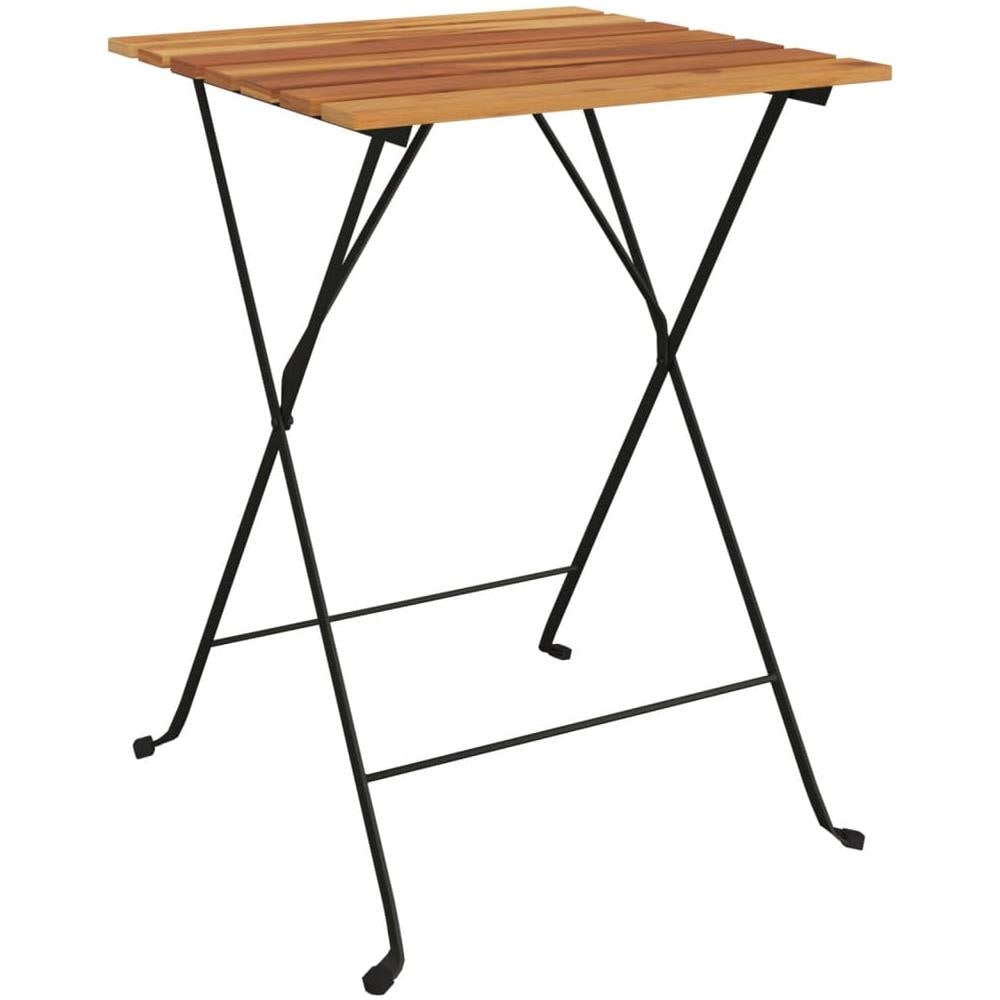 Tavolo Bistrò Pieghevole 55x54x71cm Legno Massello Teak Acciaio - Foto 2