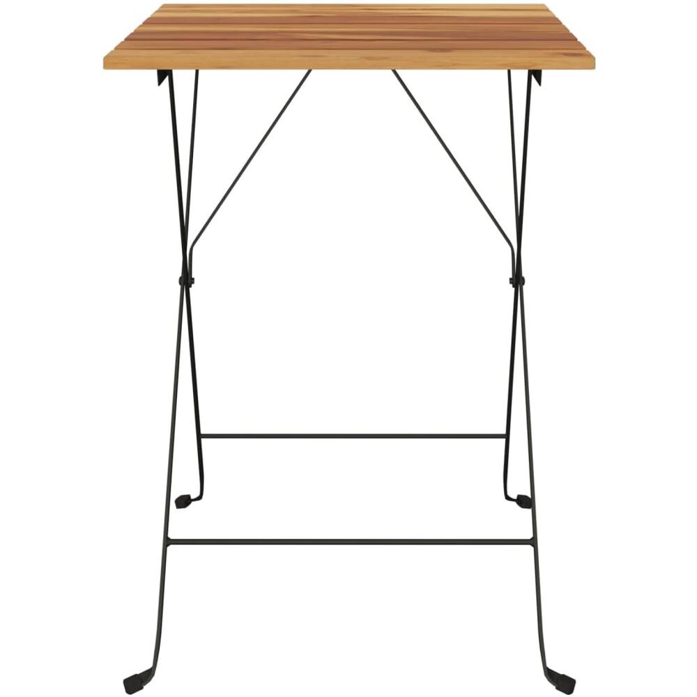 Tavolo Bistrò Pieghevole 55x54x71cm Legno Massello Teak Acciaio - Foto 3