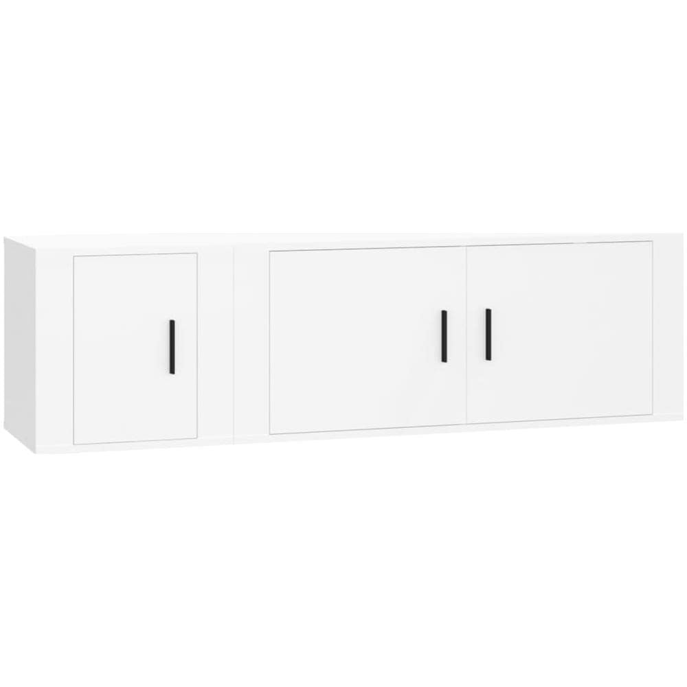 Set Di Mobili Porta Tv 2 Pz Bianco In Legno Multistrato - Foto 2