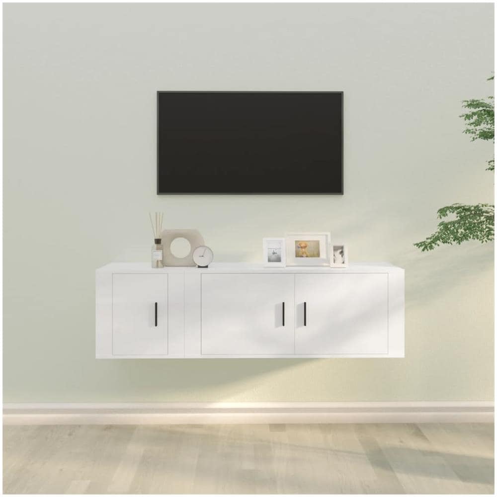 Set Di Mobili Porta Tv 2 Pz Bianco In Legno Multistrato - Foto 1