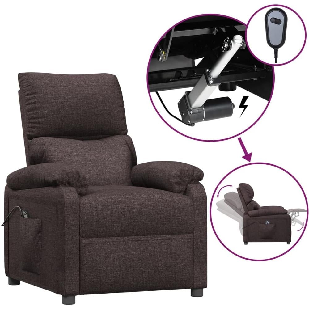 Poltrona Elettrica Reclinabile Marrone Scuro In Tessuto - Foto 2