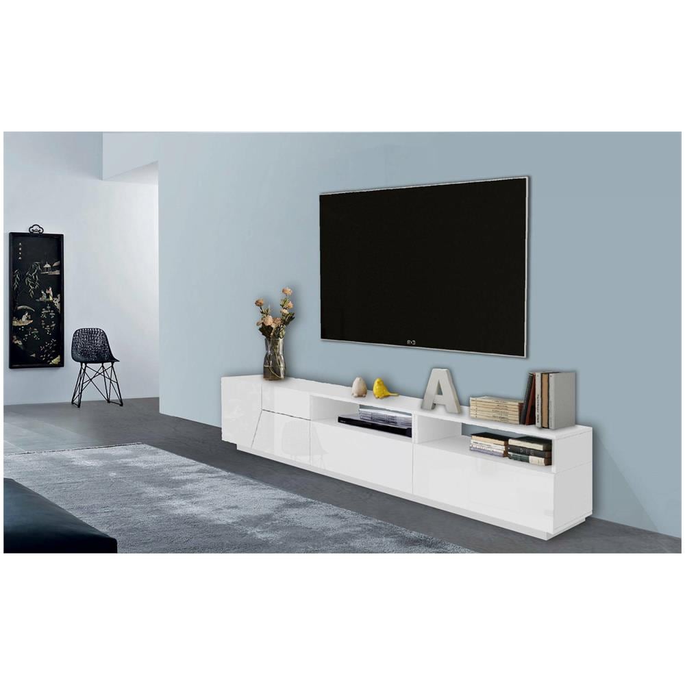 Mobile porta TV Dgodign, Credenza bassa da soggiorno, Madia da salotto per televisione, 165x40h47 cm, Rovere Nodi e Antracite