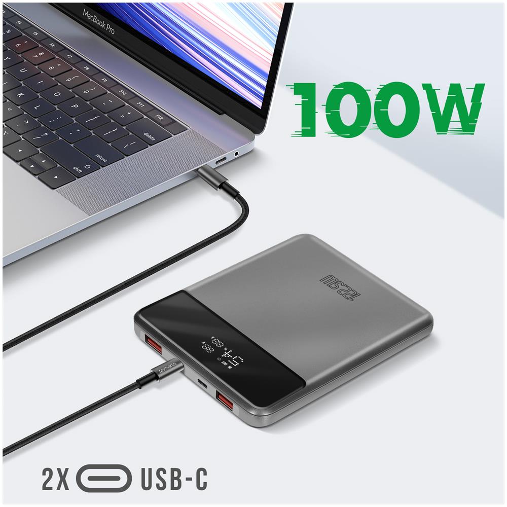 Powerbank 20000mah 2 Usb-c 100w + 2 Usb 22,5w Enterprise Slim, Grigio - Foto 2