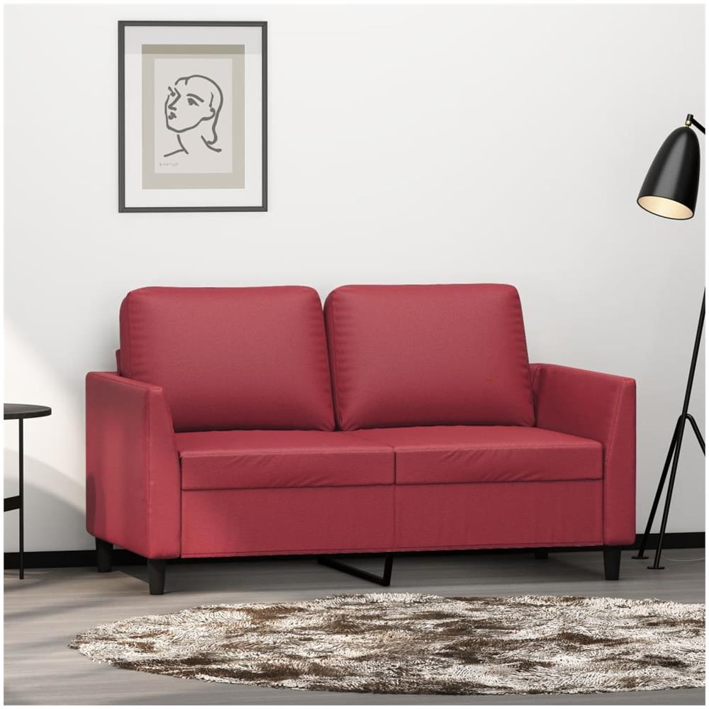 Divano A 2 Posti Rosso Vino 120 Cm In Similpelle - Foto 1