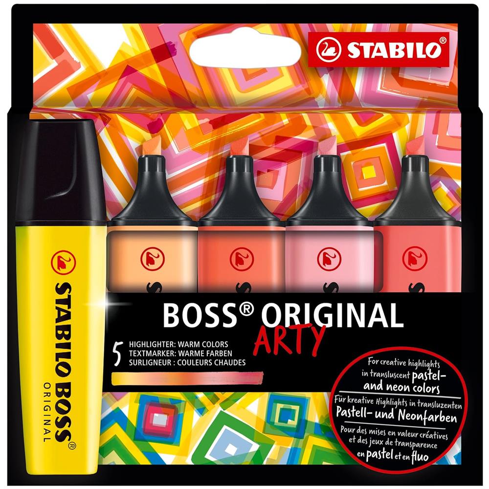 BOSS ORIGINAL - ARTY - Warm Colors - Evidenziatore - Astuccio da 5 - Colori assortiti - Foto 1