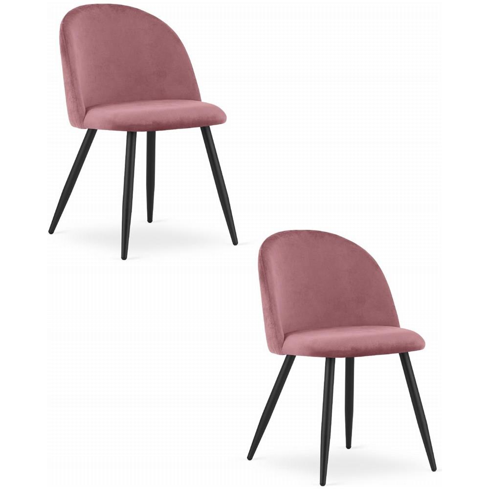 Sedia BELLO in velluto rosa scuro con gambe in metallo nero x2 - Foto 1