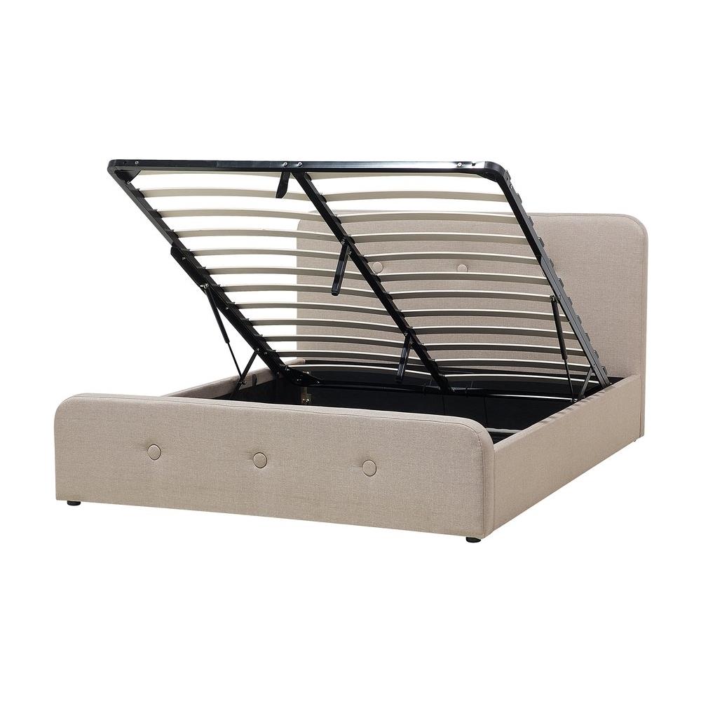 Letto Contenitore Tessuto Rennes 160 X 200 Cm Beige - Foto 1