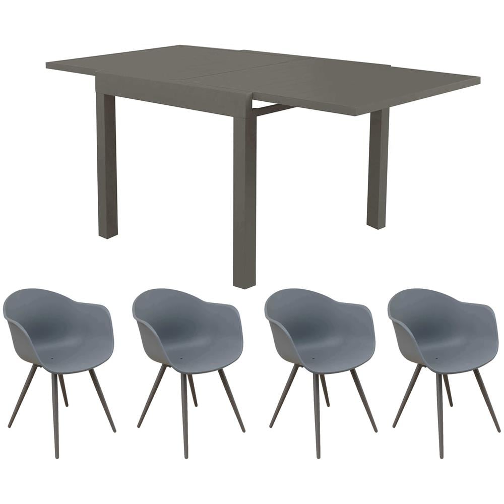Jerri - Set Tavolo In Alluminio Cm 90/180 X 90 X 75 H Con 4 Poltrone Dynamo - Foto 1