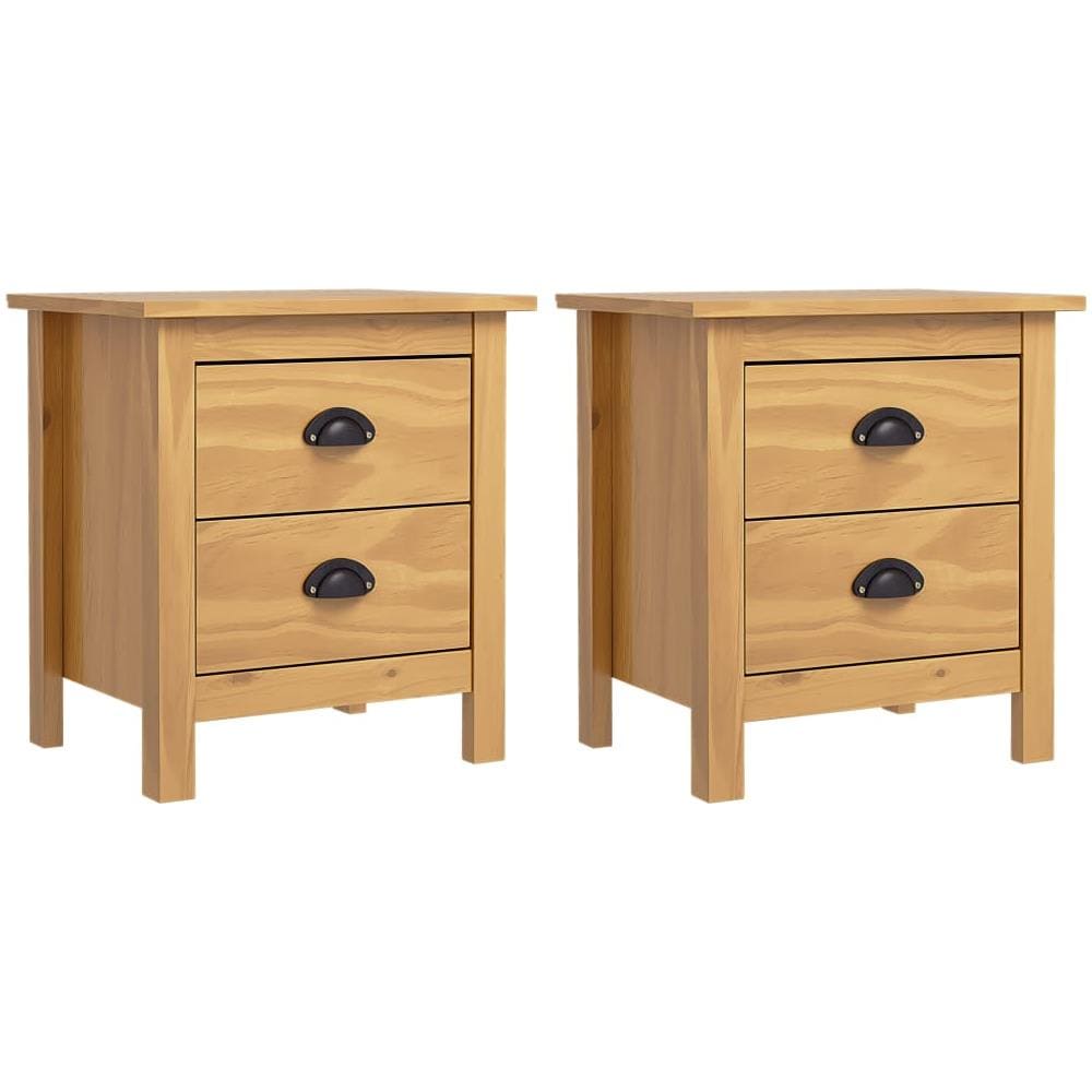 Comodini Hill Grigi 2 pz 46x35x49,5 cm Legno Massello di Pino - Foto 1