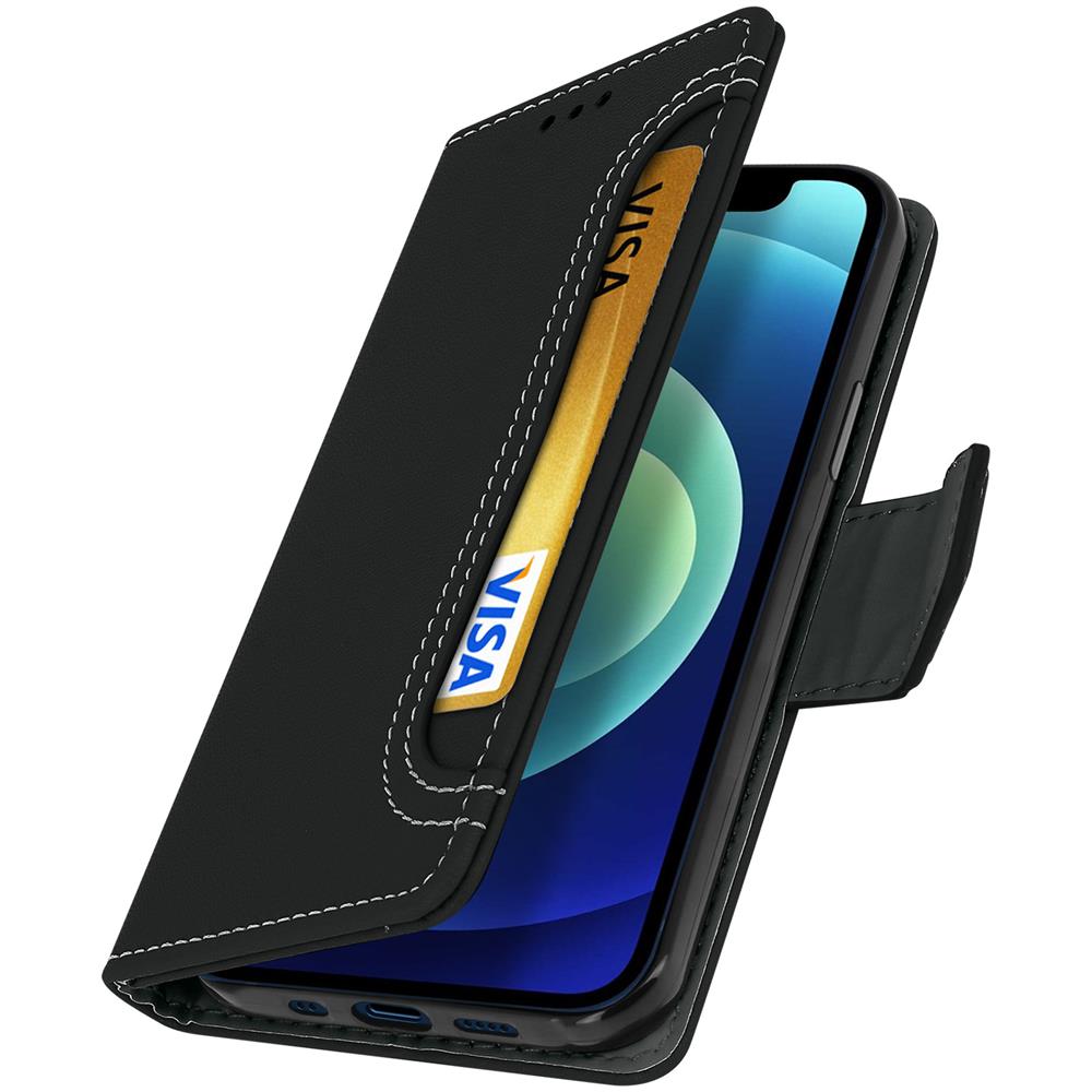 Custodia Iphone 12 Mini A Portafoglio Funzione Supporto - Nero - Foto 2