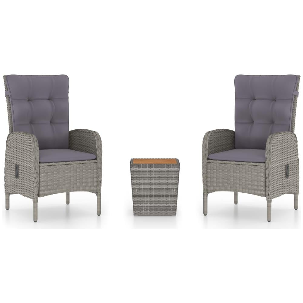 Set da Bistrot 3 pz in Polyrattan e Legno Acacia Grigio - Foto 1