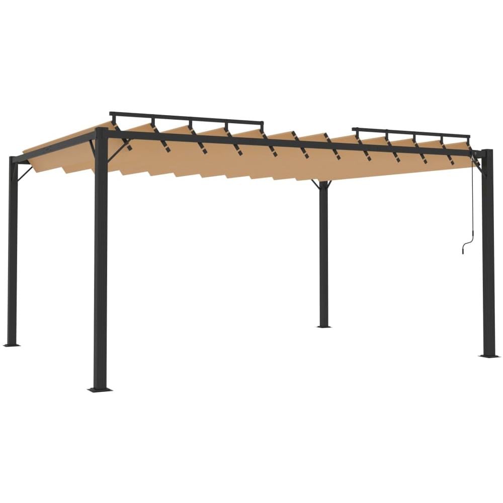 Gazebo con Tetto a Lamelle 3x4 m in Tessuto Tortora e Alluminio - Foto 2