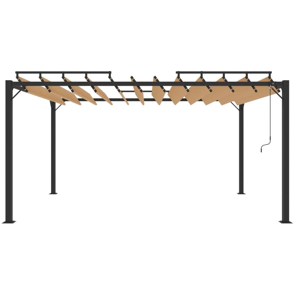 Gazebo con Tetto a Lamelle 3x4 m in Tessuto Tortora e Alluminio - Foto 3