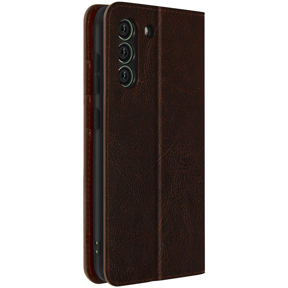 Custodia Per Galaxy S21 Fe In Vera Pelle Con Portafoglio Marrone Scuro - Foto 4