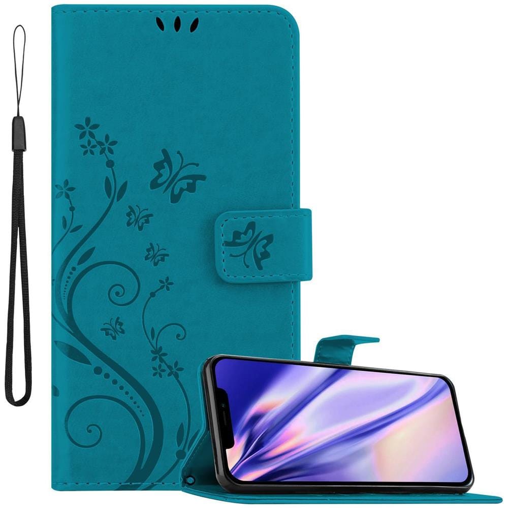 Cadorabo Custodia Compatibile Con Apple Iphone 13 Mini In Blu Fiore - Coperchio Protettivo In Design Floreale Con Chiusura Magnetica, Funzione Stand E Slot Per Carte - Foto 1
