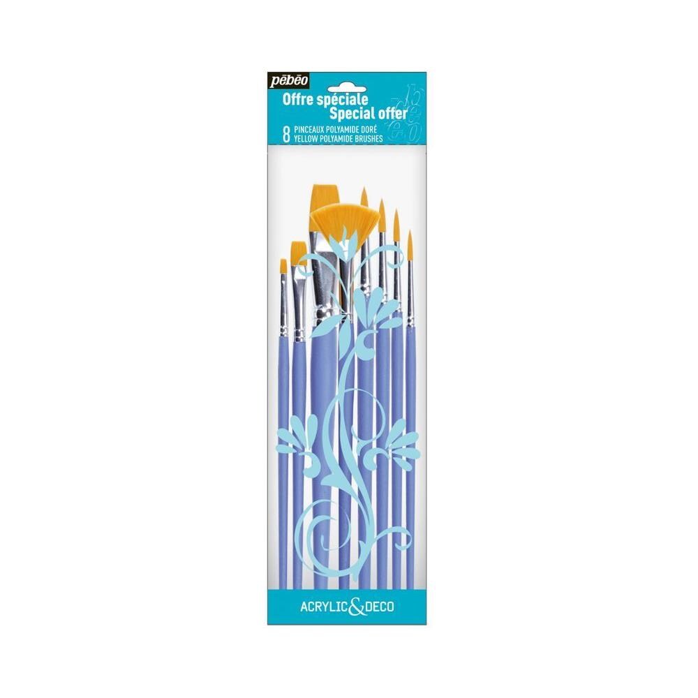 Set Di 8 Pennelli In Poliammide Dorati - Foto 1