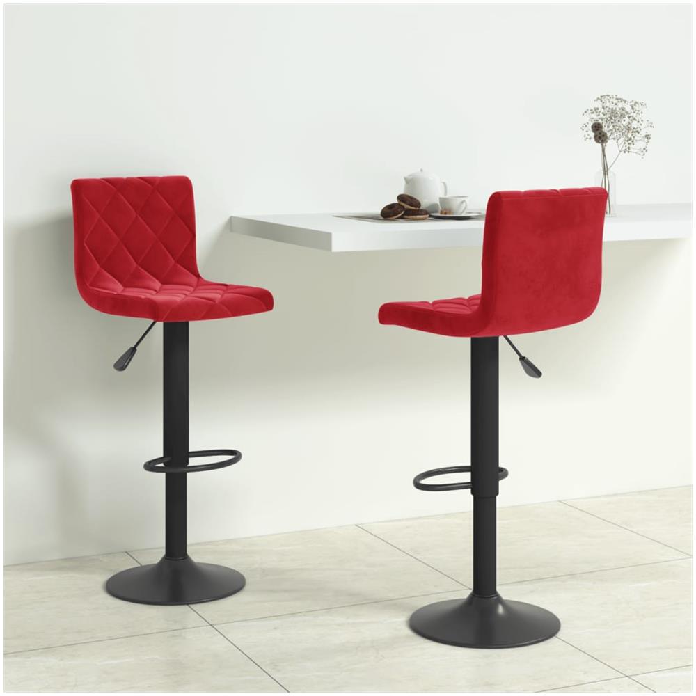 Sgabelli Da Bar 2 Pz Rosso Vino In Velluto - Foto 1