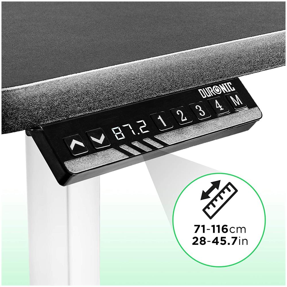 Tm12we Telaio Per Scrivania Elettrico - Altezza Regolabile 71 - 116 Cm - Postazione Di Lavoro Ergonomica - Funzione Memoria - 2 Livelli - Meccanismo Singolo Di Sollevamento - Bianco - Foto 6