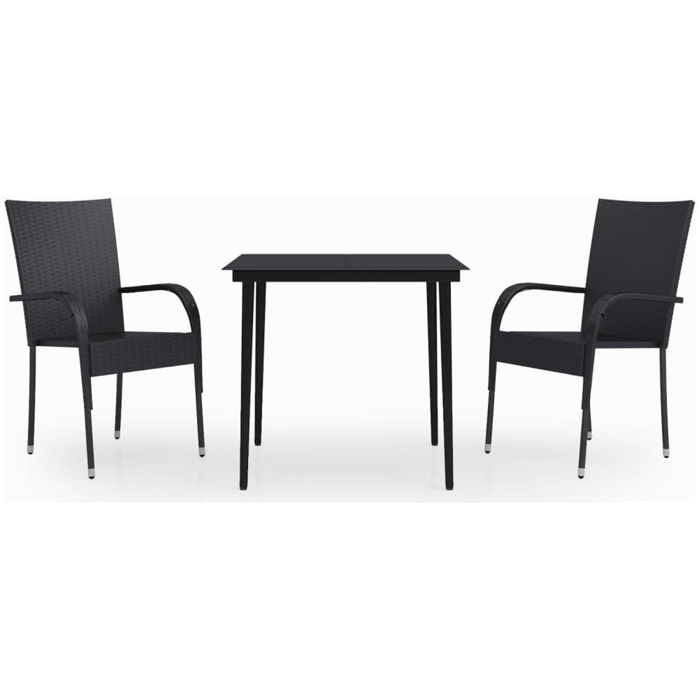 Set Mobili Da Pranzo Per Giardino 3 Pz Nero - Foto 2