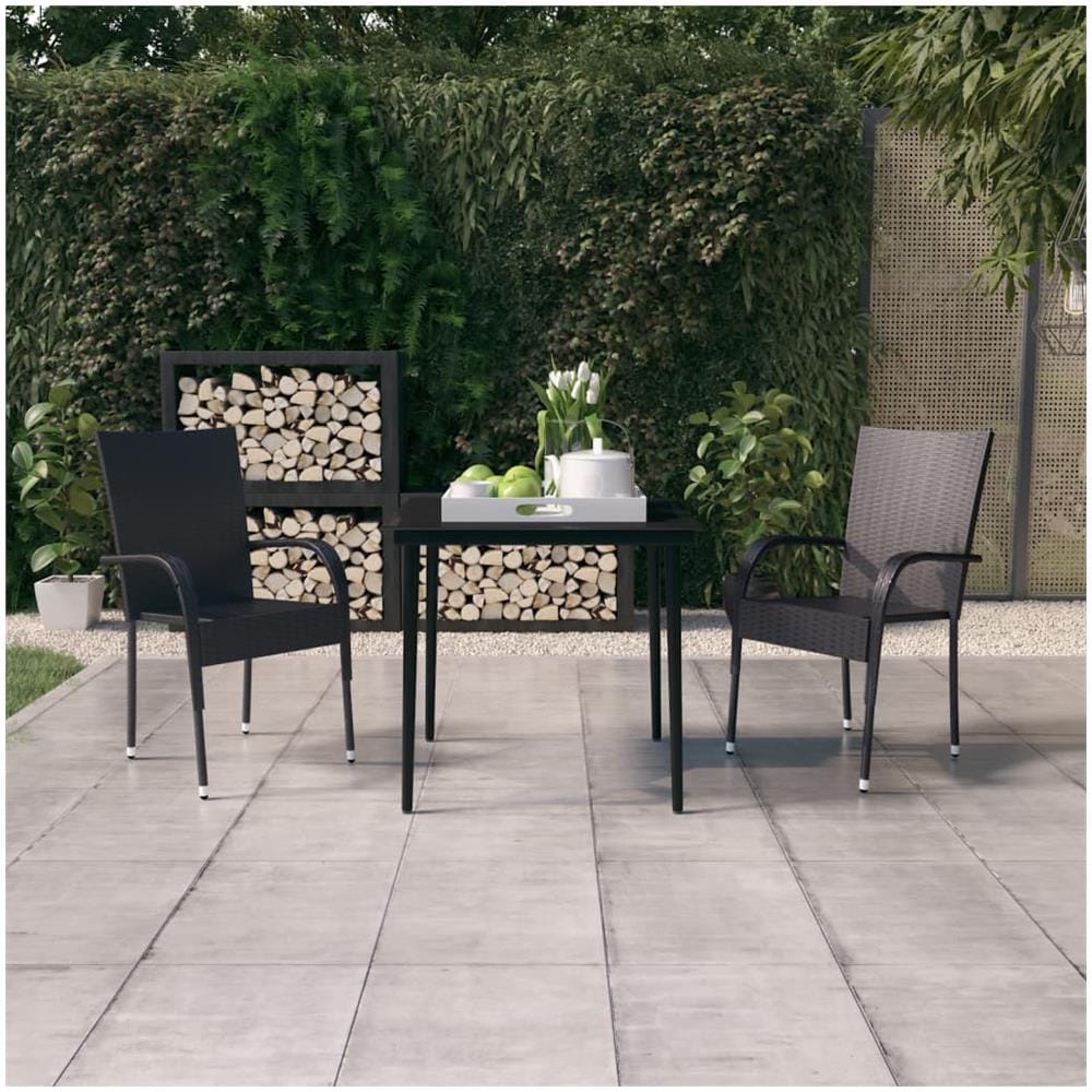 Set Mobili Da Pranzo Per Giardino 3 Pz Nero - Foto 1
