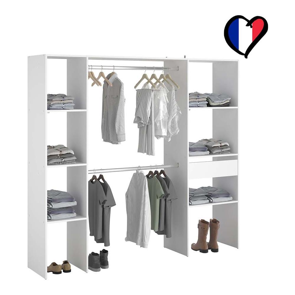 Elysee Armadio A Vista Bianco 6 Ripiani, 1 Cassetto, 2 Barre Appendiabiti - Foto 2