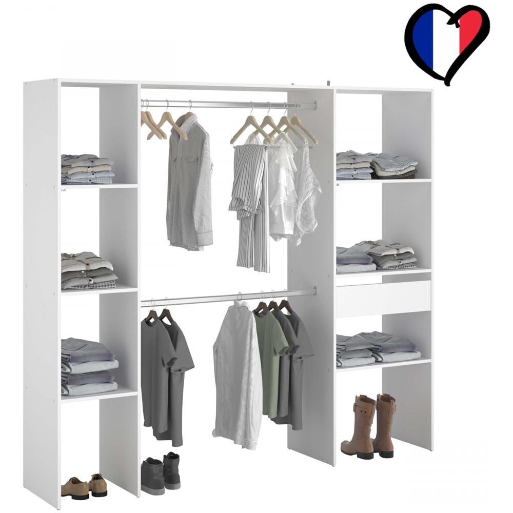 Elysee Armadio A Vista Bianco 6 Ripiani, 1 Cassetto, 2 Barre Appendiabiti - Foto 1