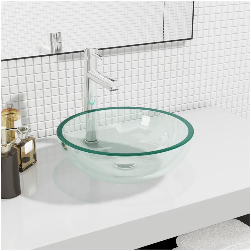 Lavandino in Vetro Temperato 35x12 cm Trasparente - Foto 1