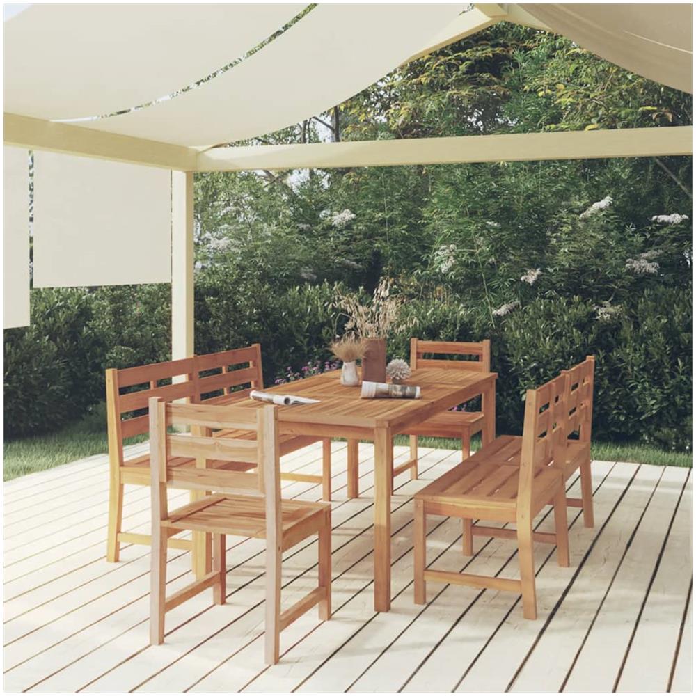 Set Da Pranzo Per Giardino 5 Pz In Legno Massello Di Teak - Foto 1