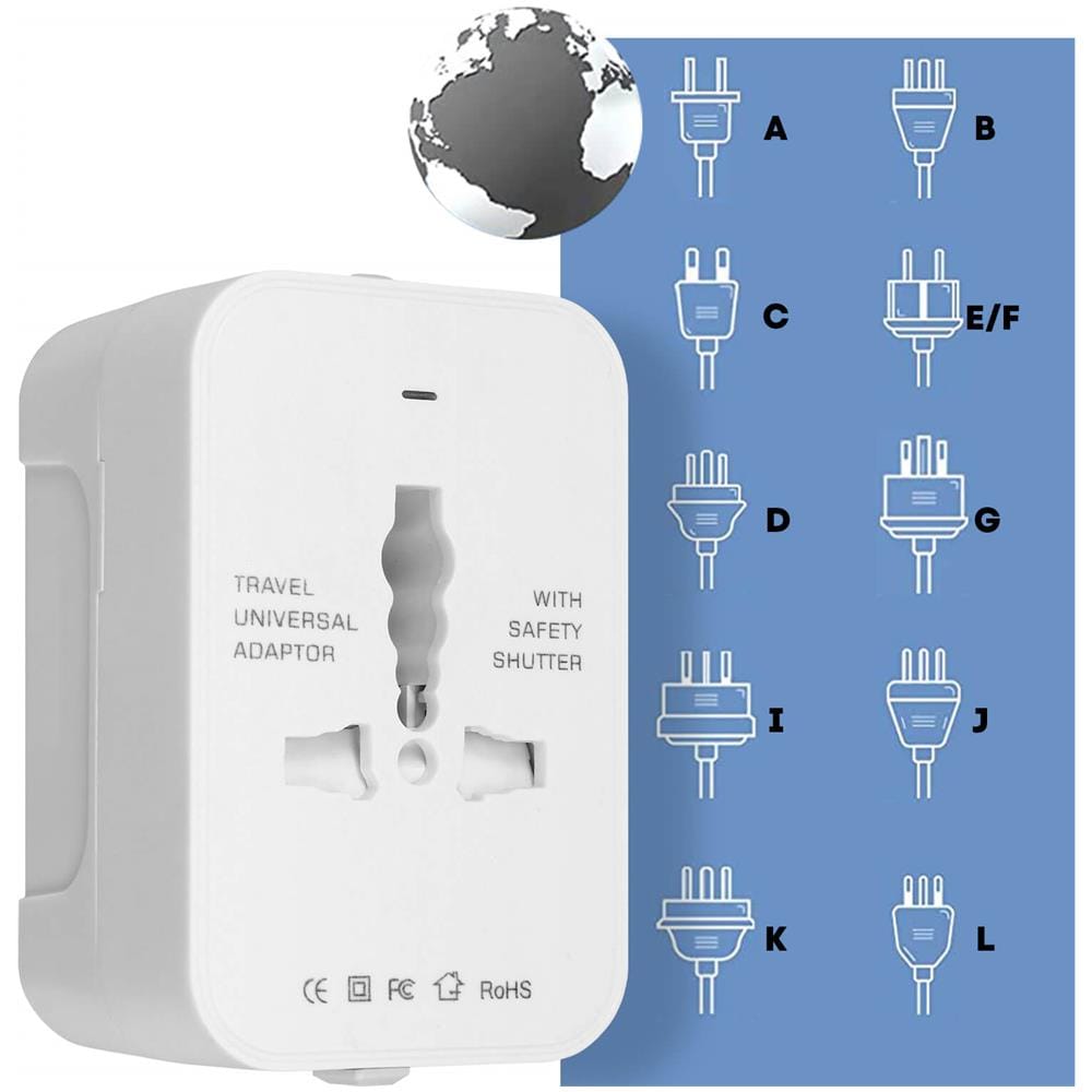 Adattatore Da Presa Australia, Europa, Stati Uniti E Regno Unito Compatto Bianco - Foto 5