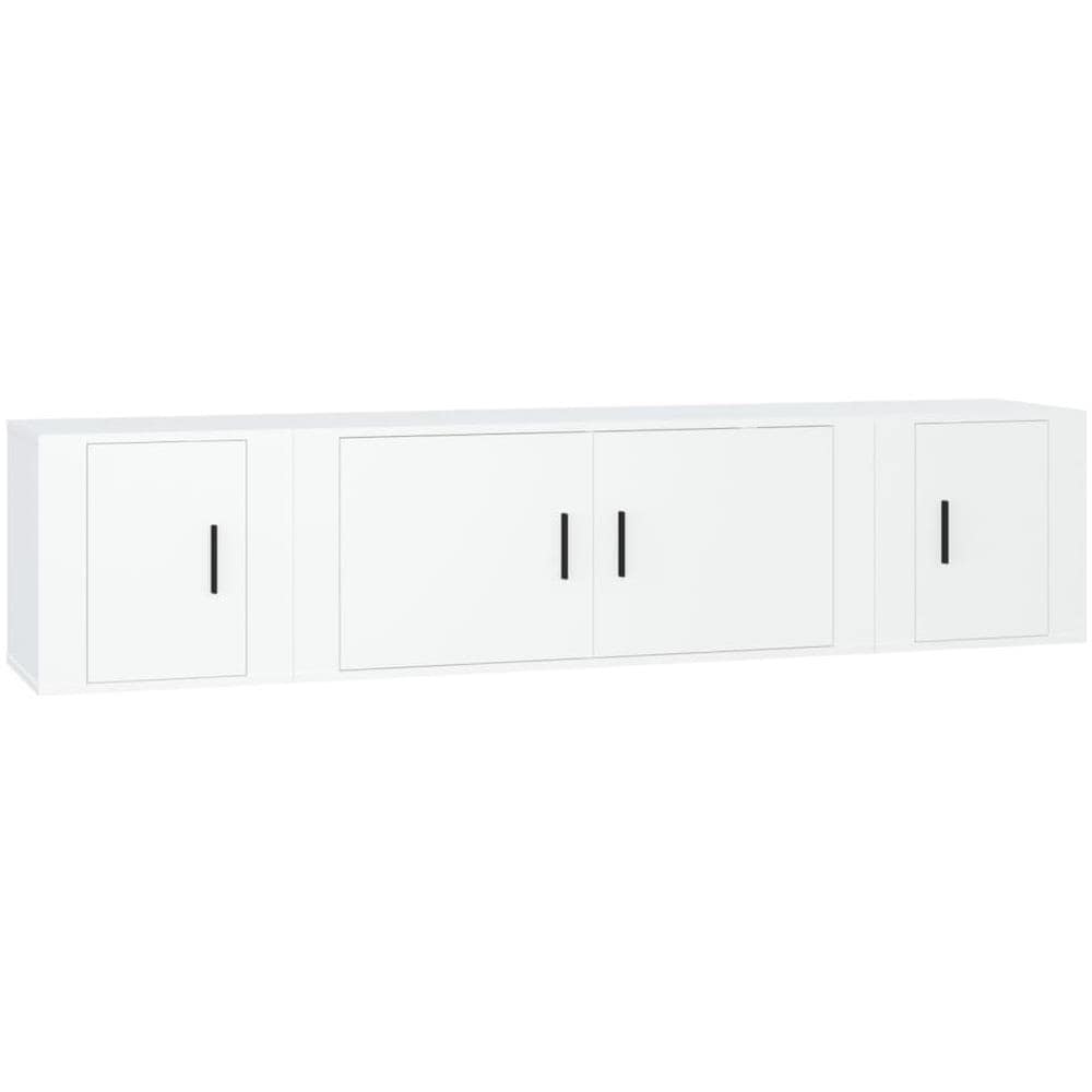 Set Mobili Porta Tv 3 Pz Bianco In Legno Multistrato - Foto 2