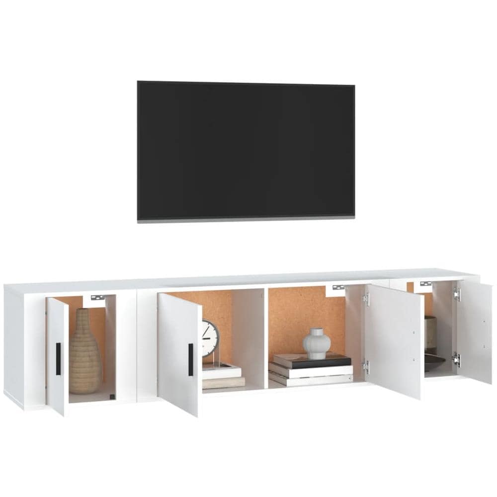 Set Mobili Porta Tv 3 Pz Bianco In Legno Multistrato - Foto 4
