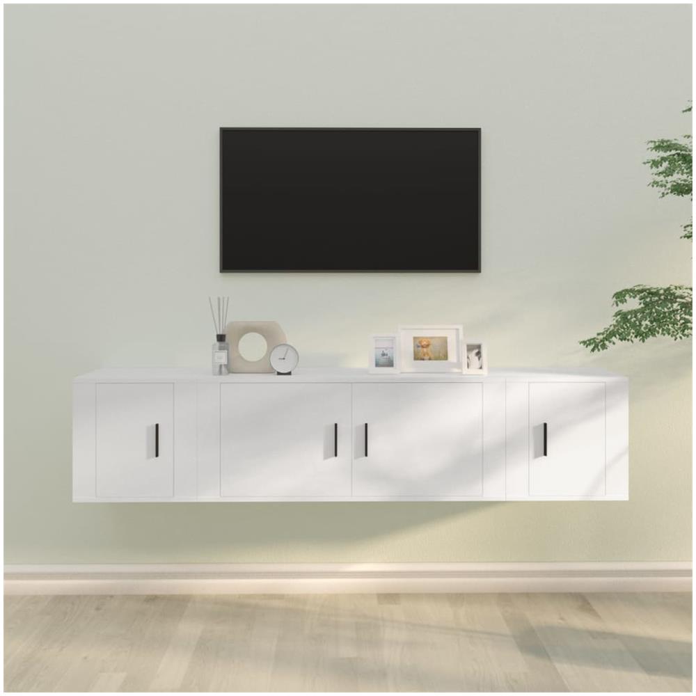 Set Mobili Porta Tv 3 Pz Bianco In Legno Multistrato - Foto 1