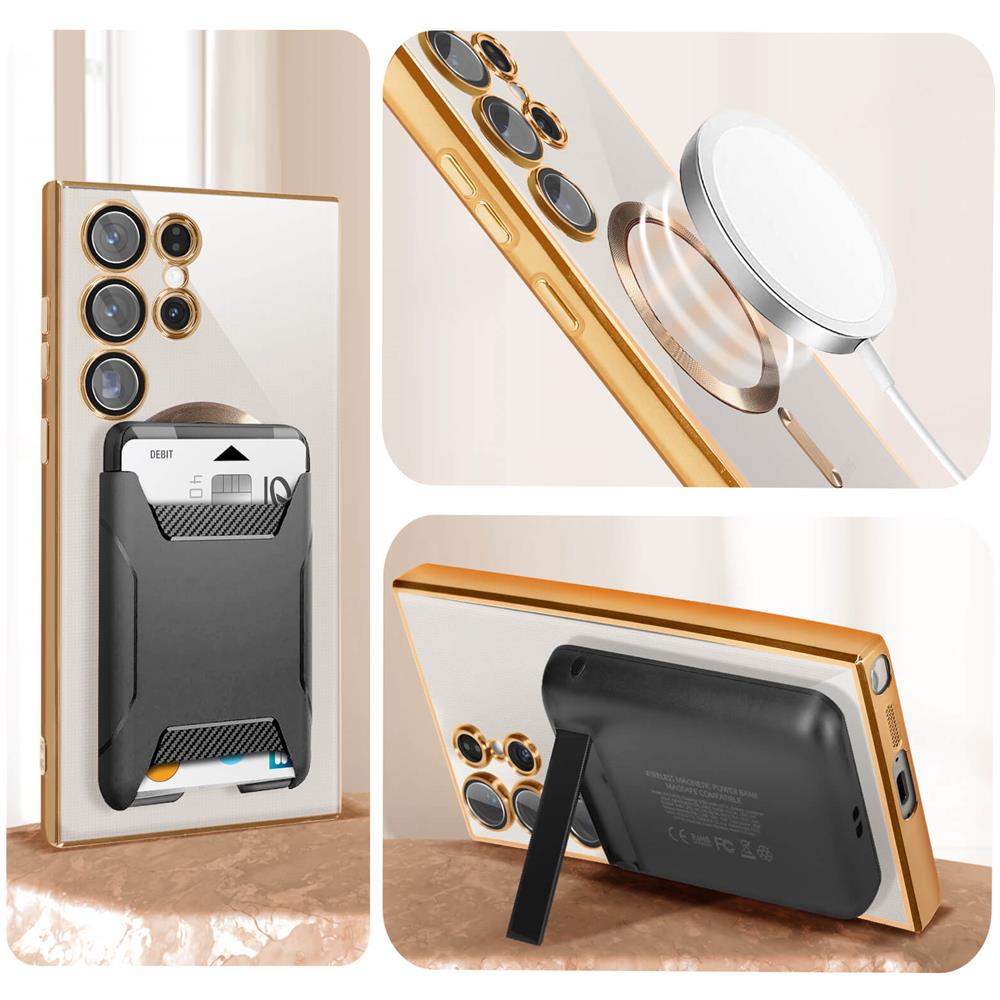 Cover Magsafe Per Samsung S23 Ultra Con Protezione Fotocamera Trasparente / Oro - Foto 5