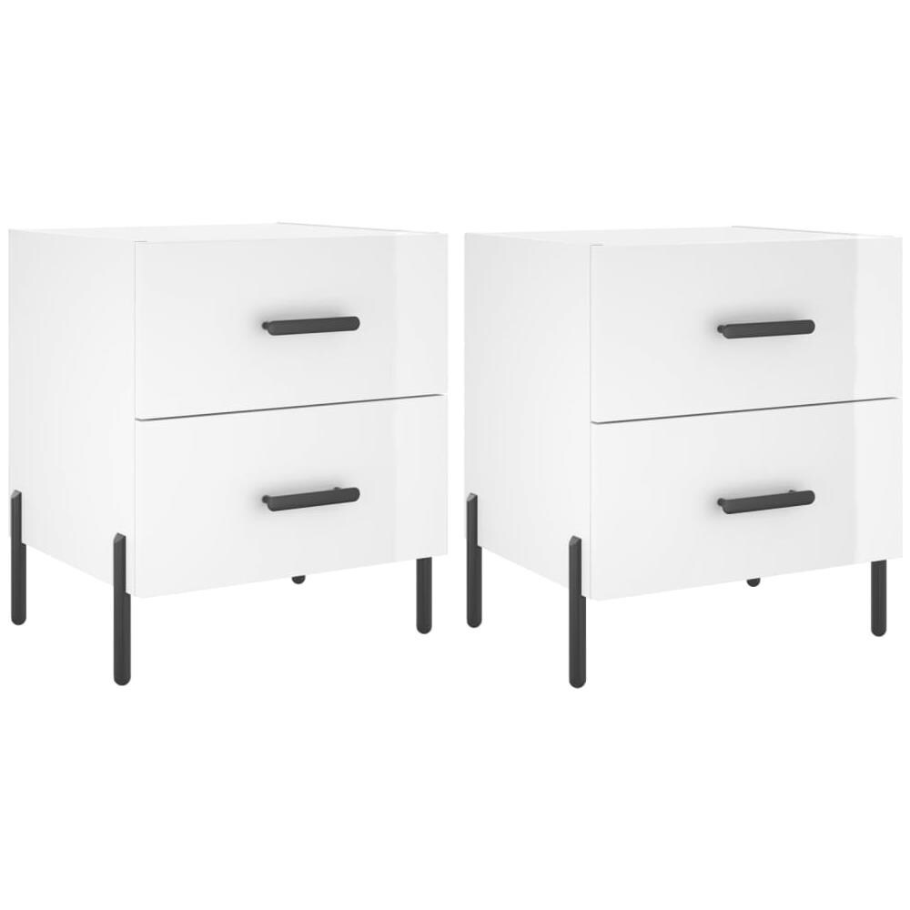 Comodini 2 Pz Bianco Lucido 40x35x47,5 Cm In Legno Multistrato - Foto 1