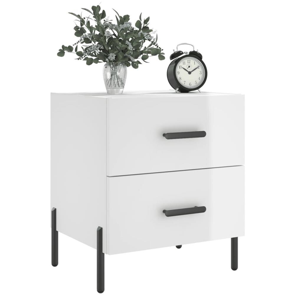 Comodini 2 Pz Bianco Lucido 40x35x47,5 Cm In Legno Multistrato - Foto 2
