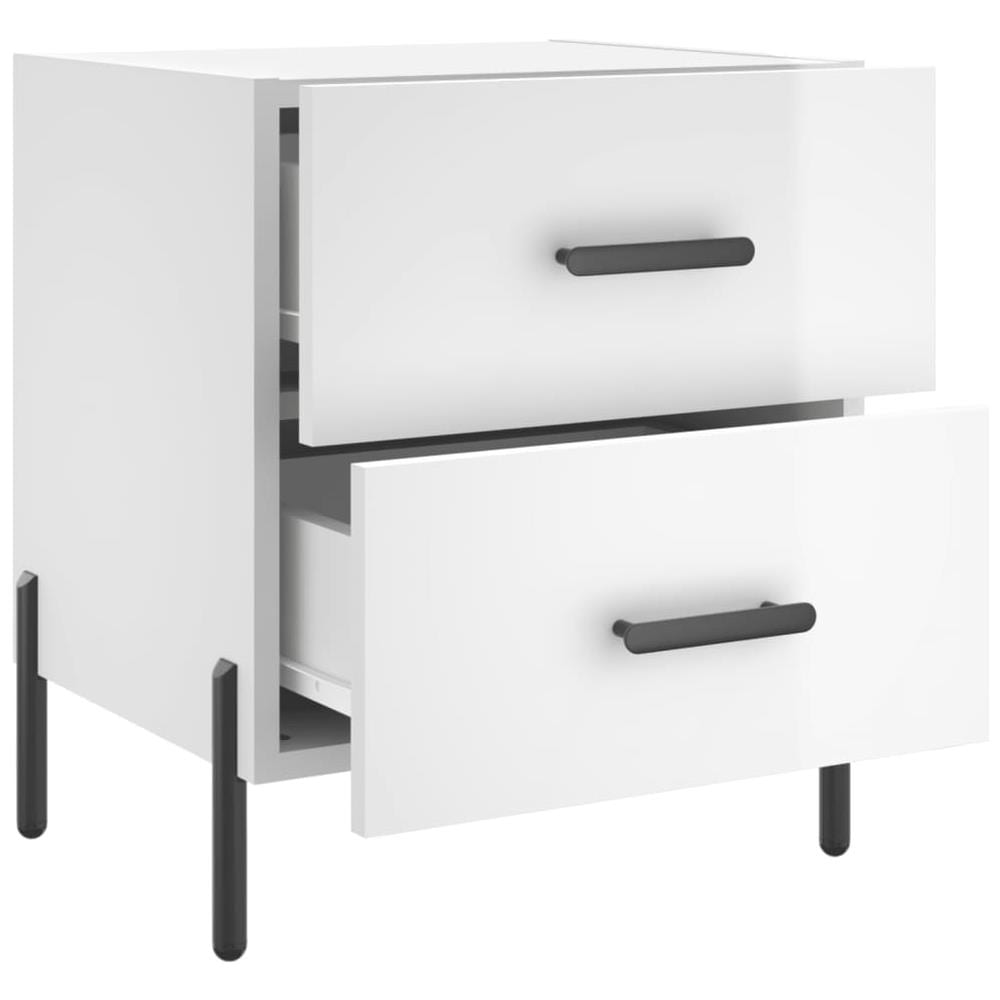 Comodini 2 Pz Bianco Lucido 40x35x47,5 Cm In Legno Multistrato - Foto 7