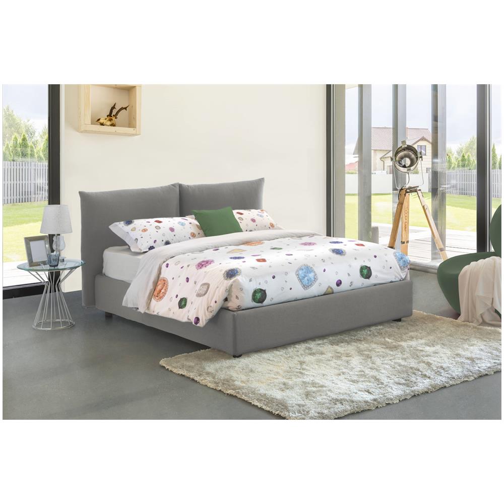 Letto Matrimoniale Tiziana, Letto Contenitore Con Rivestimento In Tessuto, 100% Made In Italy, Apertura Frontale, Adatto Per Materasso Cm 160x190, Grigio - Foto 1