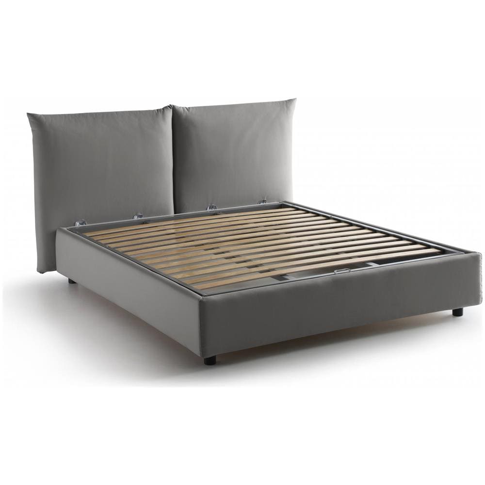 Letto Matrimoniale Tiziana, Letto Contenitore Con Rivestimento In Tessuto, 100% Made In Italy, Apertura Frontale, Adatto Per Materasso Cm 160x190, Grigio - Foto 2