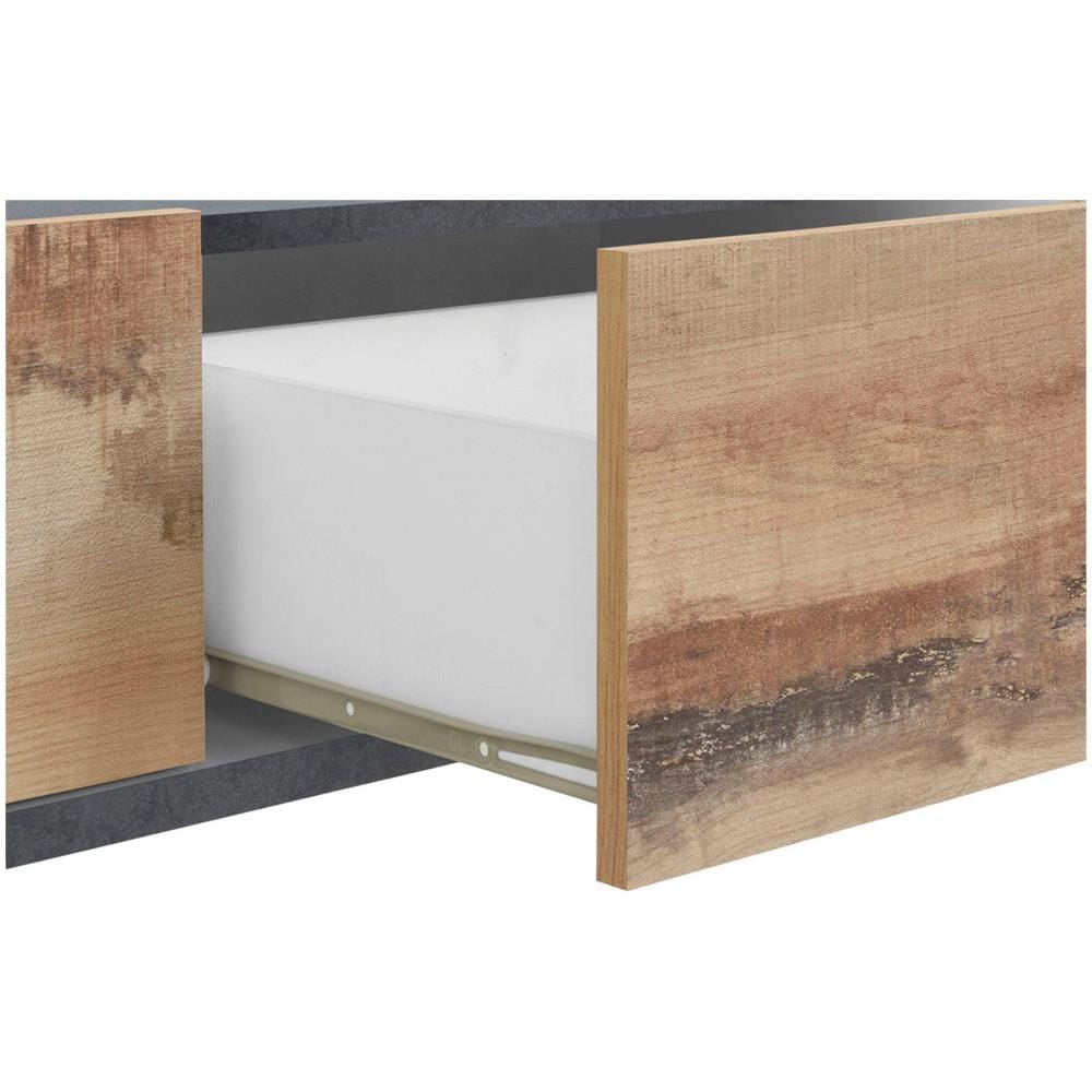 Mobile Porta Tv Raffaele, Credenza Bassa Da Soggiorno A 2 Ante, Base Porta Tv, 100% Made In Italy, Cm 200x40h47, Ardesia E Acero - Foto 4