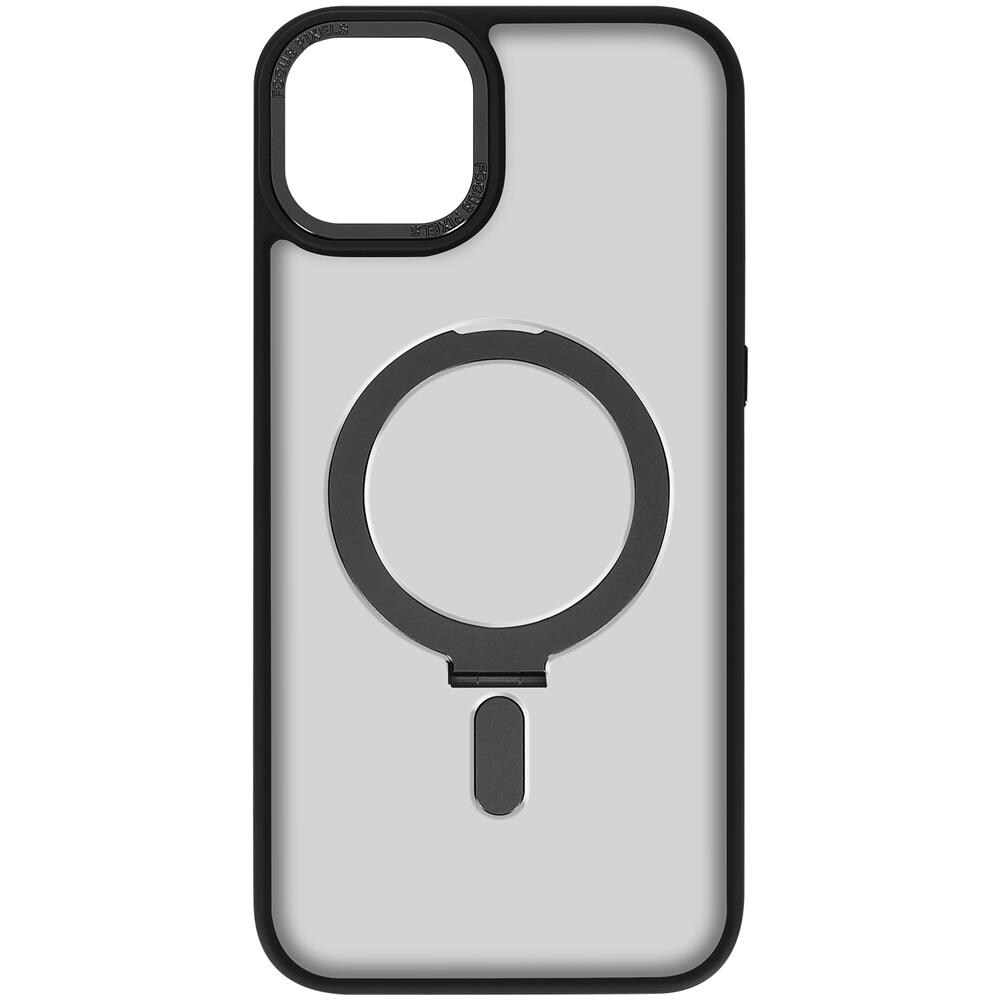 Cover Magsafe Per Iphone 15 Plus Silicone Gel Anello Supporto Bordo Nero - Foto 1