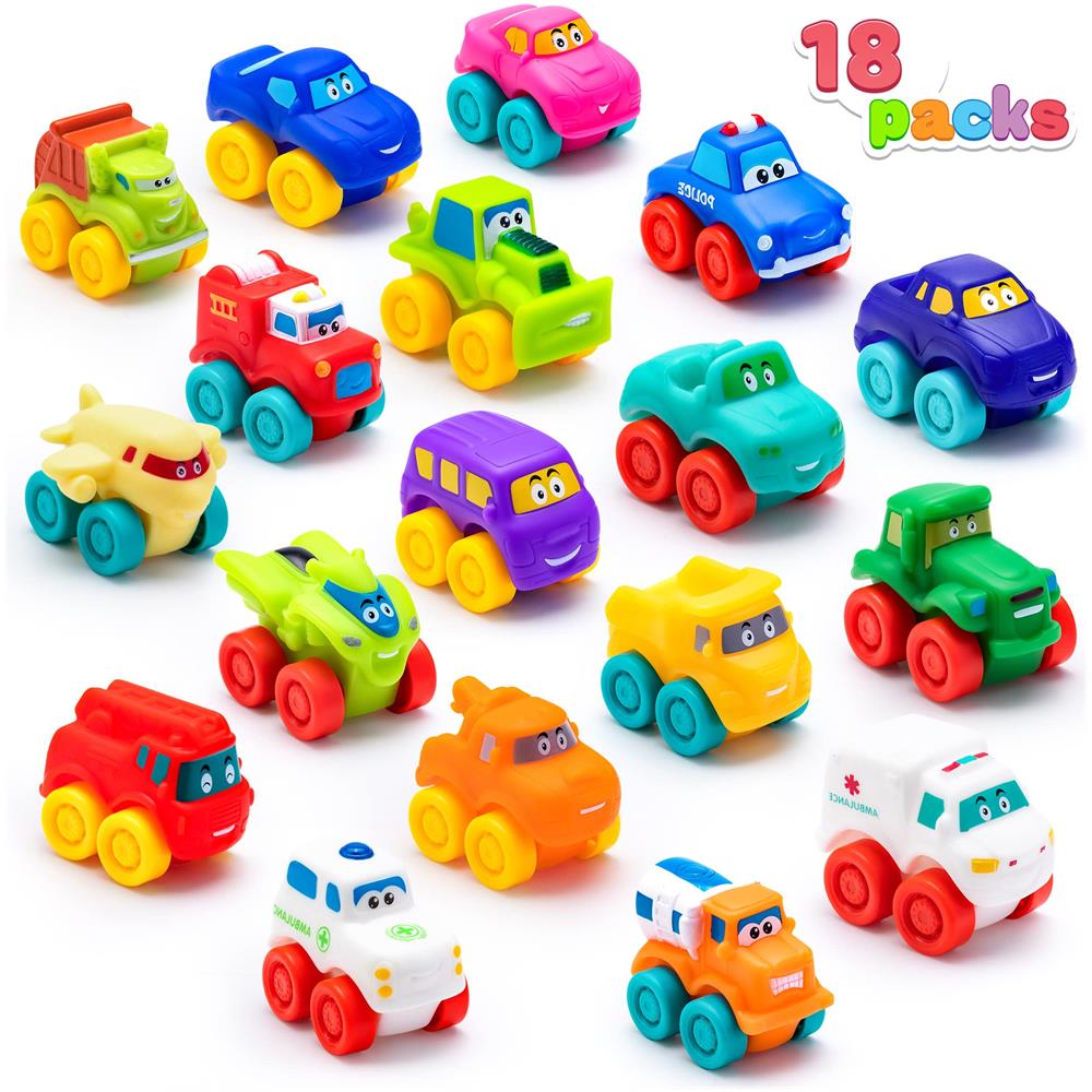 18 Pezzi Di Macchinine Dei Cartoni Animati, Set Di Macchinine In Gomma Morbida, Mini Veicoli Giocattolo, Macchinina Da Bagno Per Bambini, Regalo Per Ragazzi E Ragazze Compleanno Di Natale, Attività Estive In Spiaggia E Piscina, Bomboniere Per Bambi - Foto 1