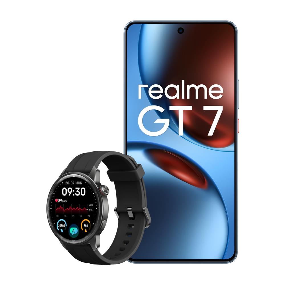 GT 7 5G 512GB 12GB Ram Display 6.78" Amoled 120Hz Main Camera 50MP Dual Sim USB Type-C Android 15 Dimensity 9400e 7000mAh IceSense Blue + Watch S2 Black (Bundle) - Foto 1